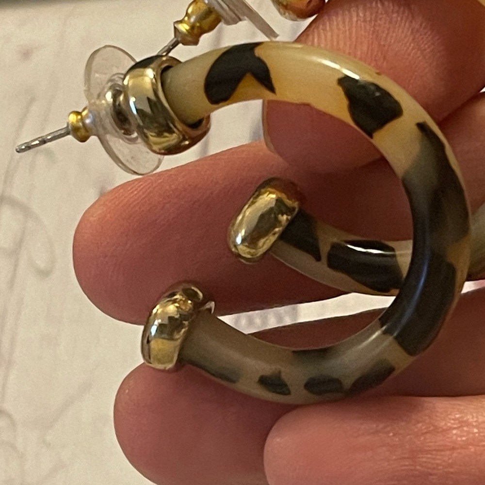 Tortoise Shell Pattern Cellulose Acetate Gold Ton… - image 4